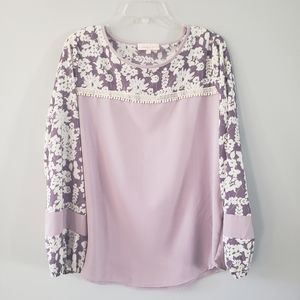 NWOT Hailey & Co Mixed Media Blouse - Size Large